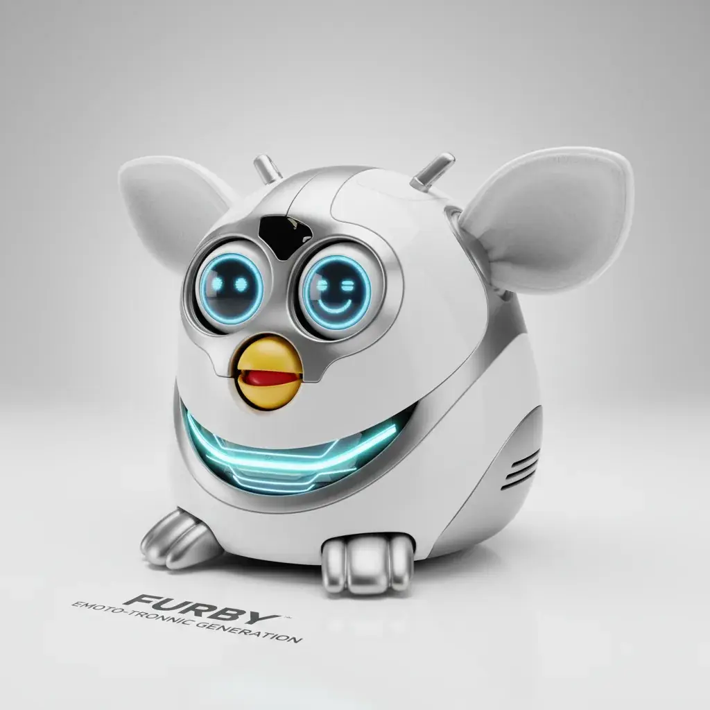 Emoto-tronic Furby with expressive eyes showing modern features