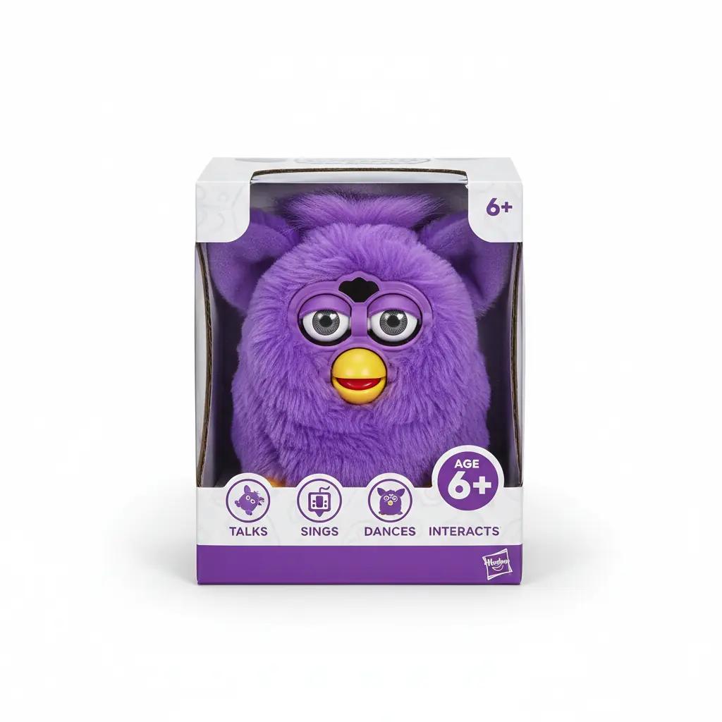 purple interactive furby plush toy for sale in original packaging