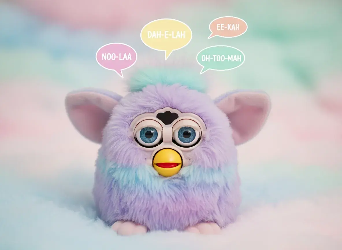 furby baby with simplified furby language expressions