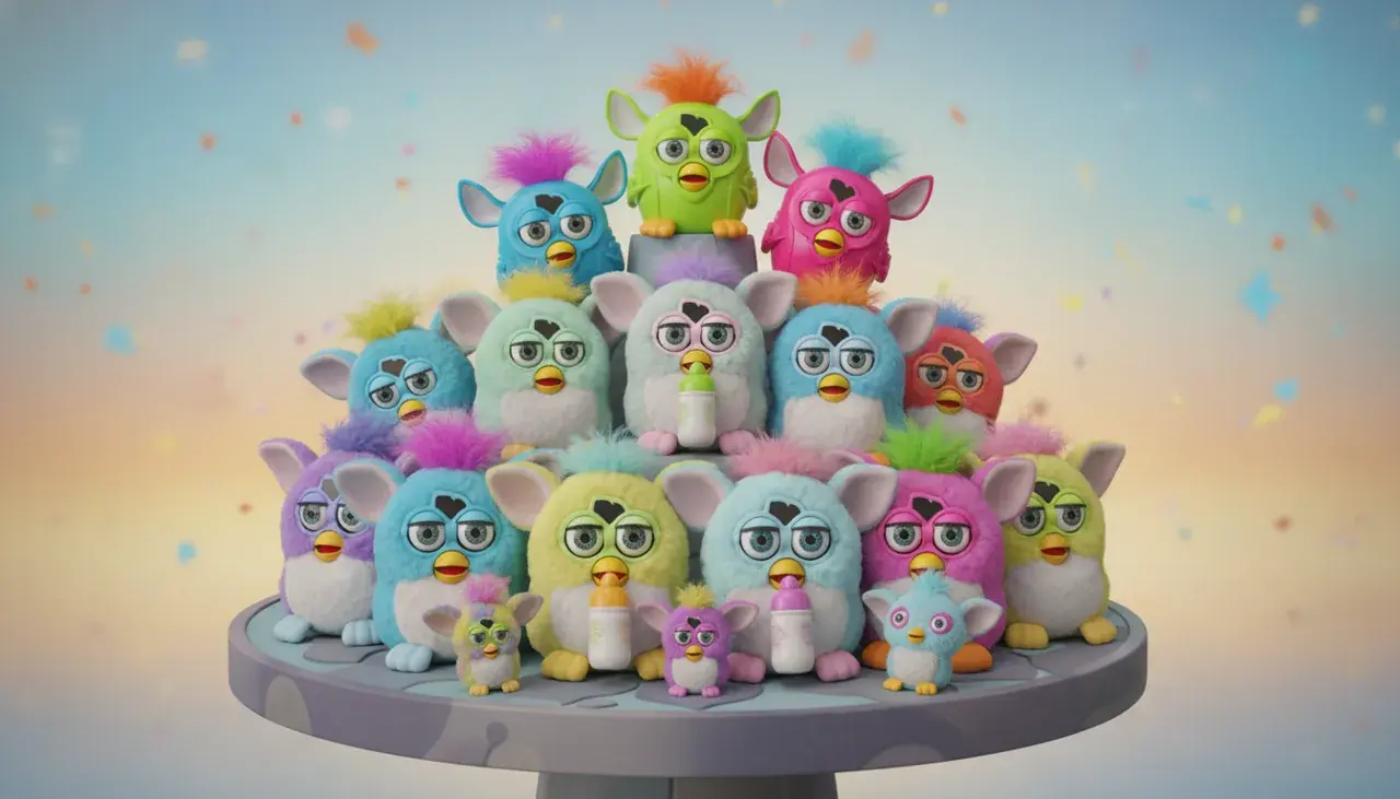 Collection of Furby spin-off products
