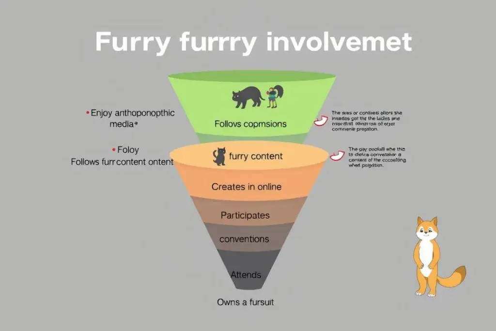 Diagram showing the spectrum of furry involvement from casual interest to deep engagement Diagram showing the spectrum of furry involvement from casual interest to deep engagement