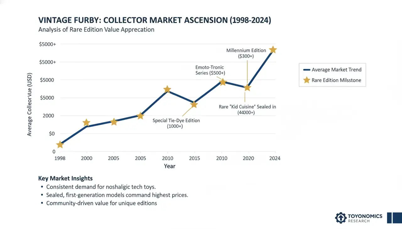 vintage toy collectibles market trend showing Furby value appreciation over time
