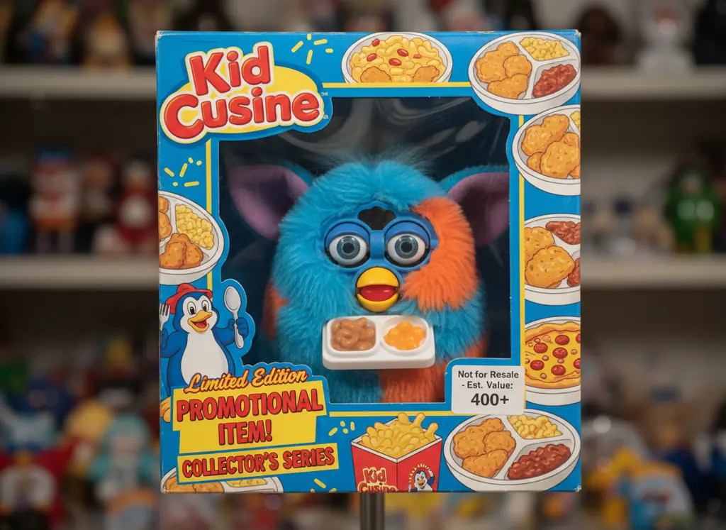 Kid cuisine Furby showing rare promotional collectible worth premium money