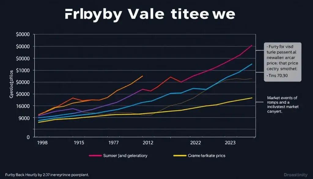 Graph showing historical Furby value trends from 1998 to present with future projections