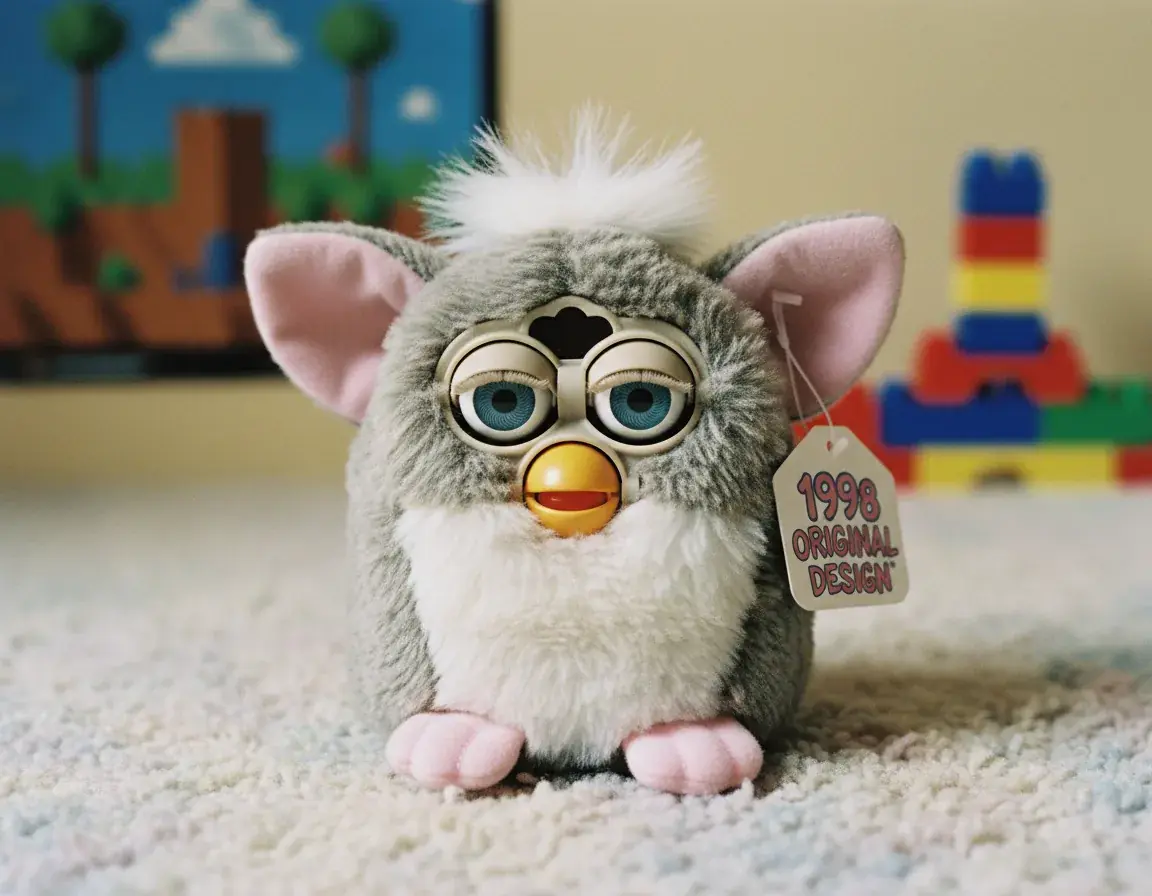 classic 1998 original Furby toy with mechanical eyes and fur