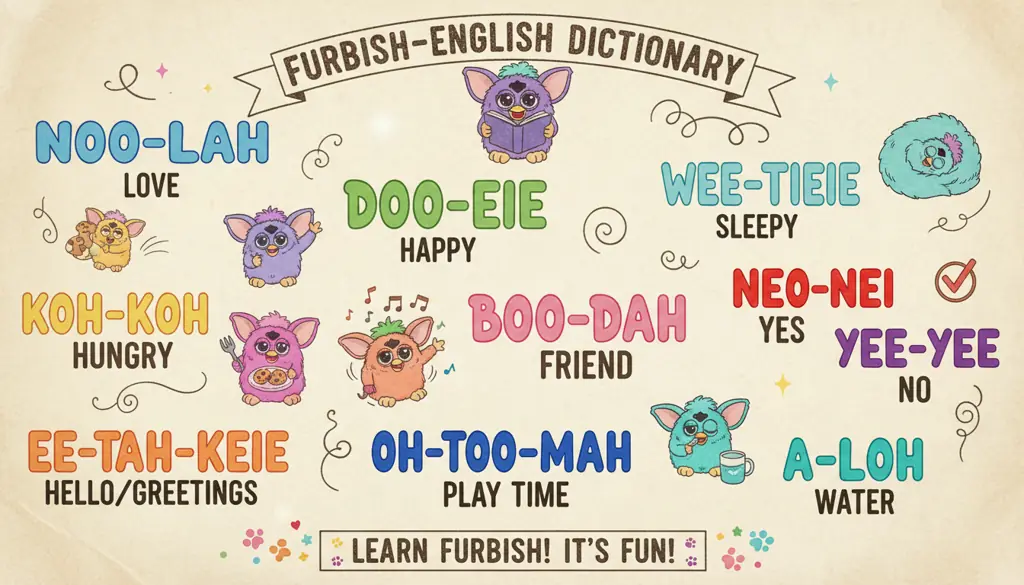 Furbish dictionary with common words and translations