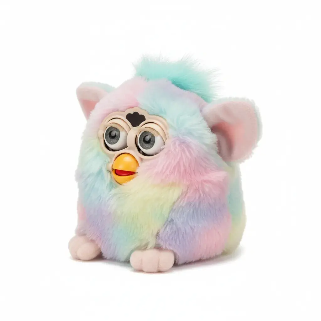 Adorable Furby Baby toy showing smaller size and baby-like features