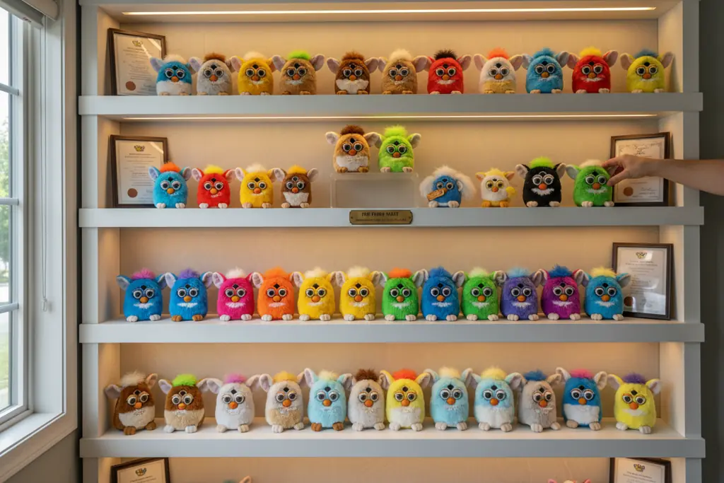 Complete Furby collection representing different values and generations for collectors