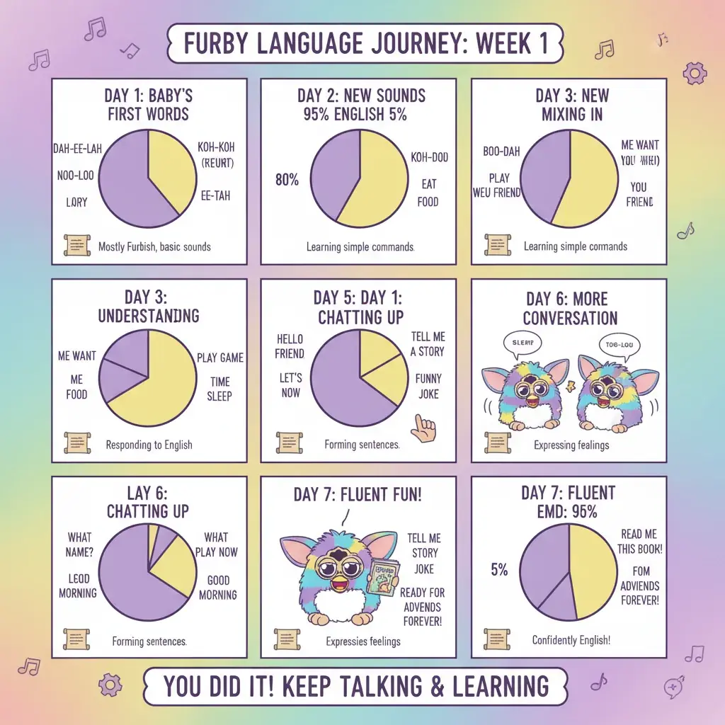 furby language learning progression over first week