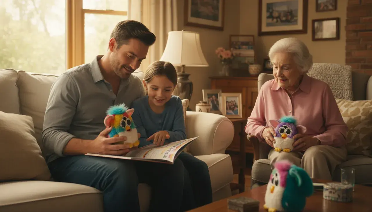 parent and child learning furby language together