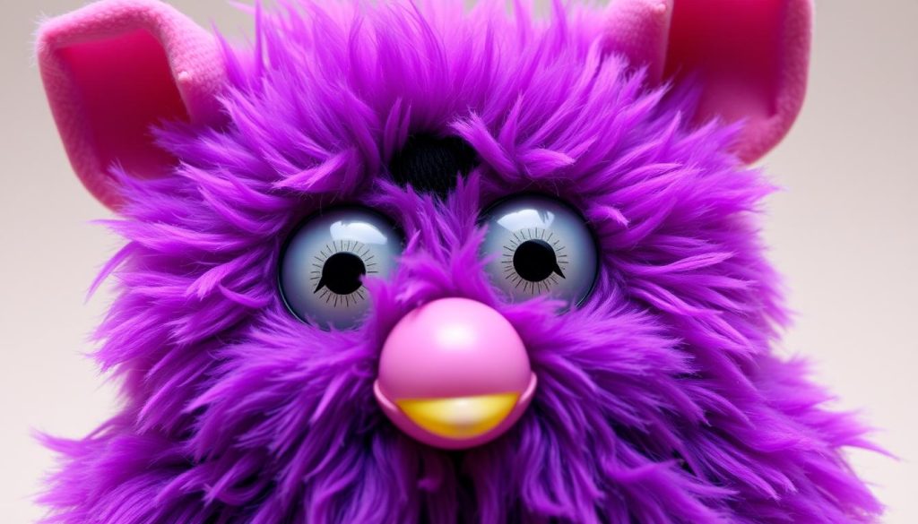 Generate an image of the original 1998 Vintage Purple Furby.