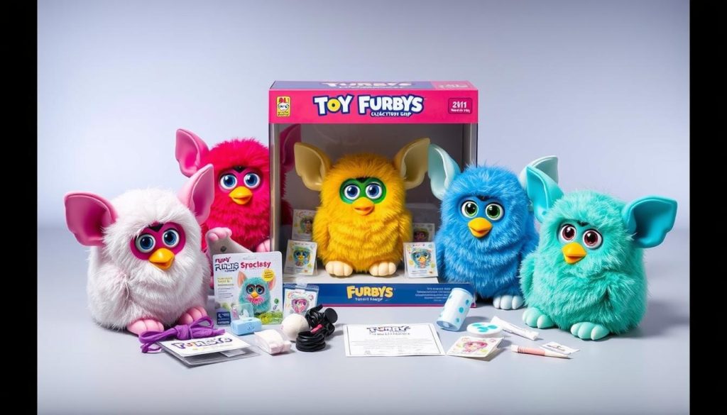 Special bundle of 1998 Furbies with accessories and display case