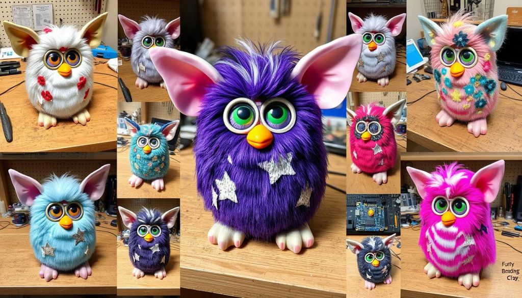 Modern Furby modifications and circuit bending projects showing creative customizations