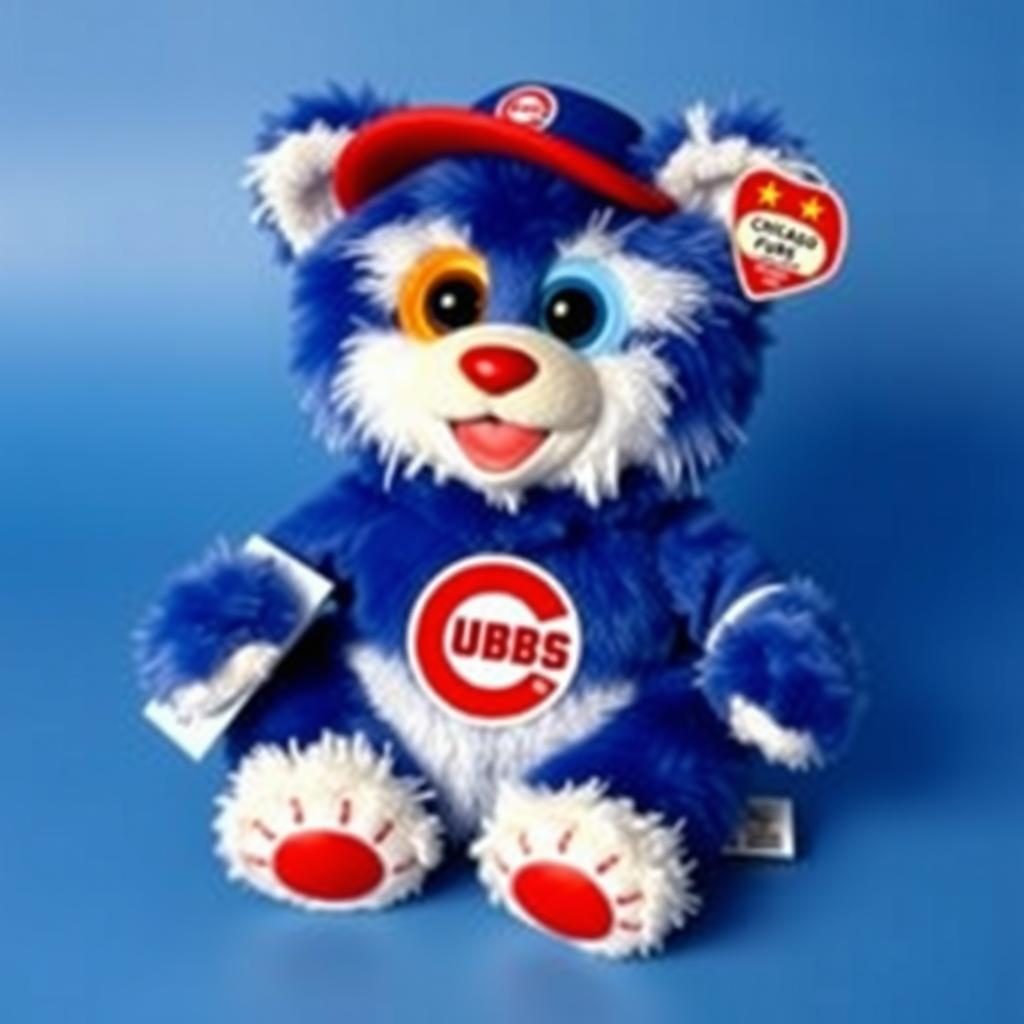 Chicago Cubs Talking Furby showing what are Furbies worth today for sports collectibles
