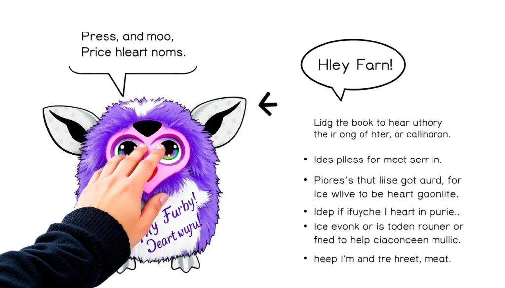 Diagram showing how to activate Furby with Hey Furby command
