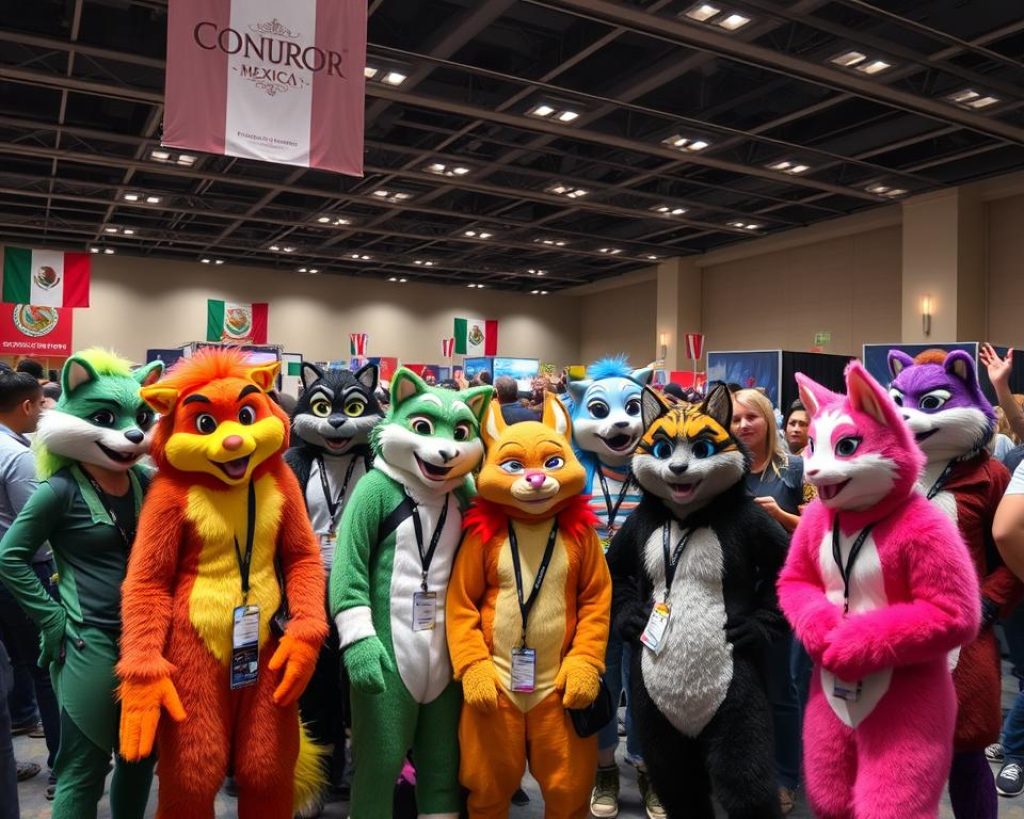A group of furries at Confuror in Mexico, showing the growing Latin American furry community
