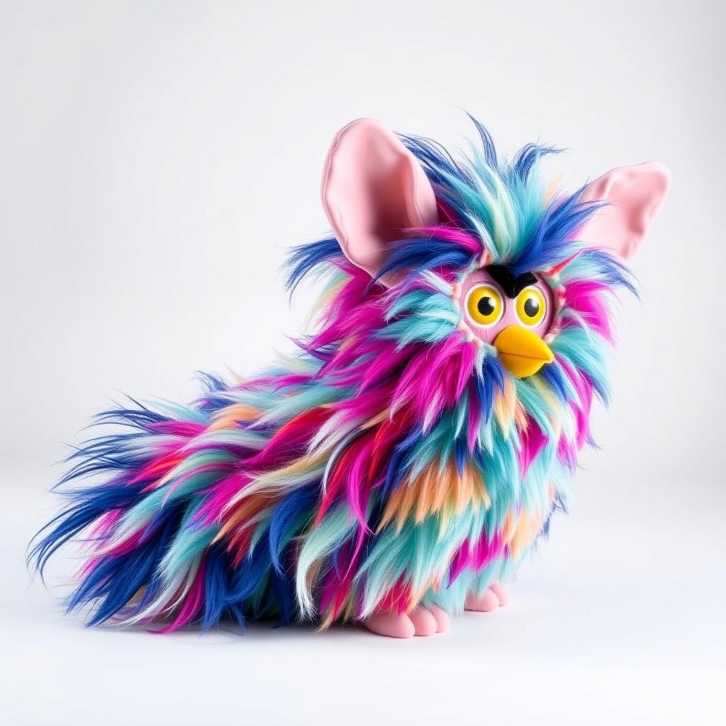 A long furby creation with custom fabric instead of original fur