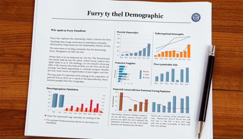 A page from an academic study about the furry fandom showing demographic data