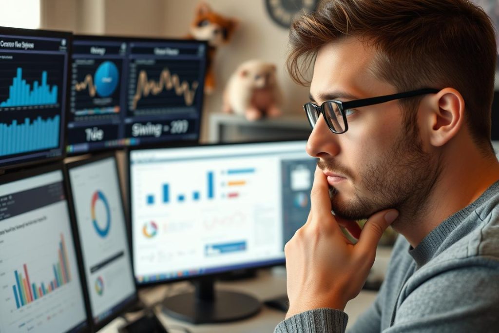 A researcher analyzing survey data about the furry community on a computer