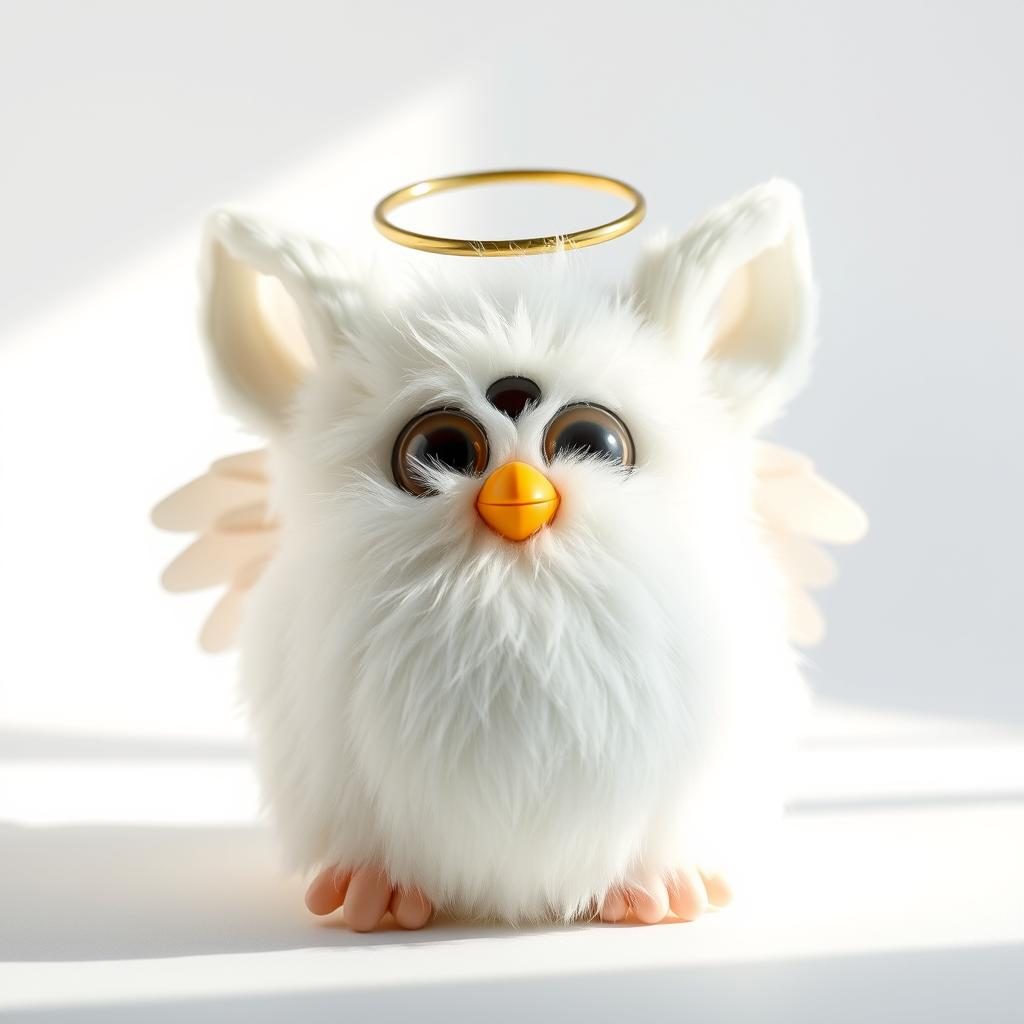 Angel Furby special edition with white wings and golden halo showing original Furby value
