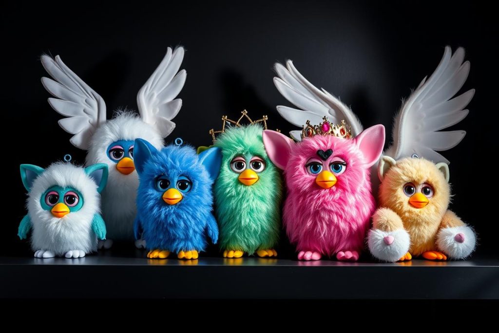 Collection of rare original Furby special editions including Angel Furby and Bejewelled Furby