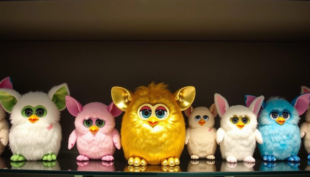 Collection of special edition Millennium Furbies including the gold 2000 model