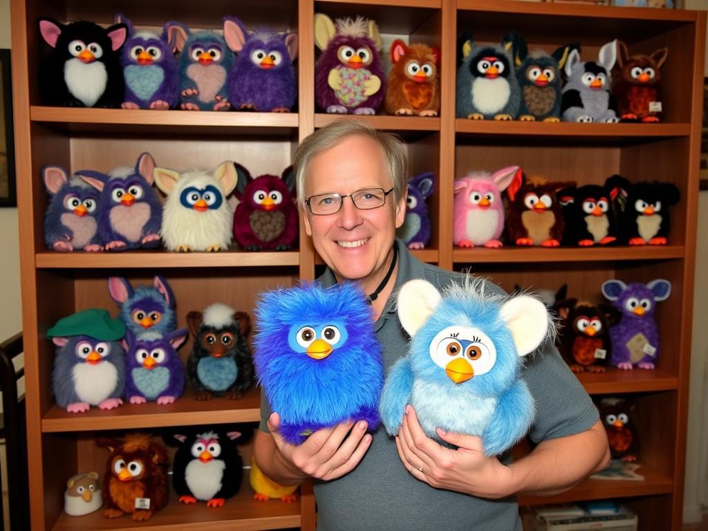 Collector displaying valuable Millennium Furby collection