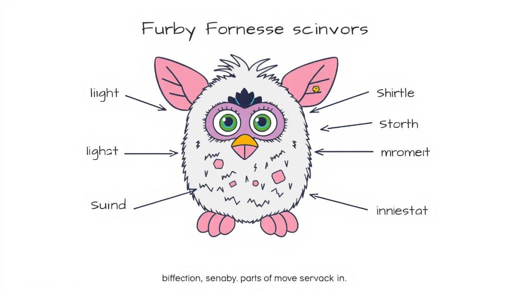 Diagram showing how Furby sensors detect different inputs