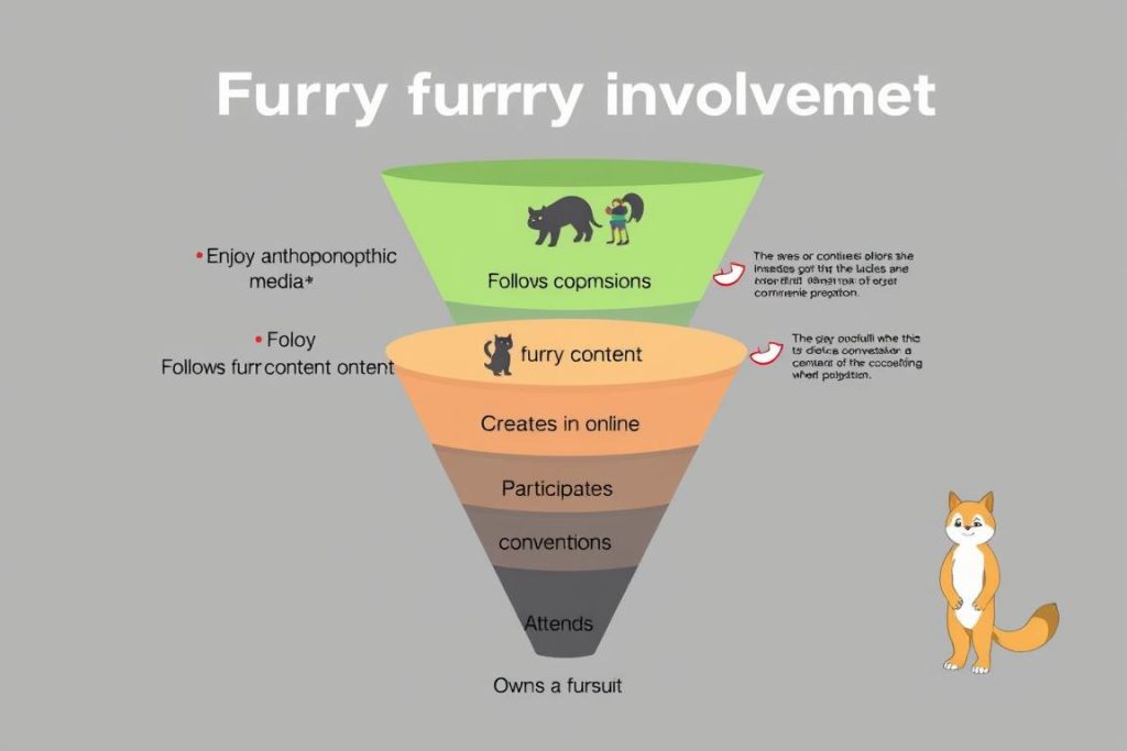 Diagram showing the spectrum of furry involvement from casual interest to deep engagement