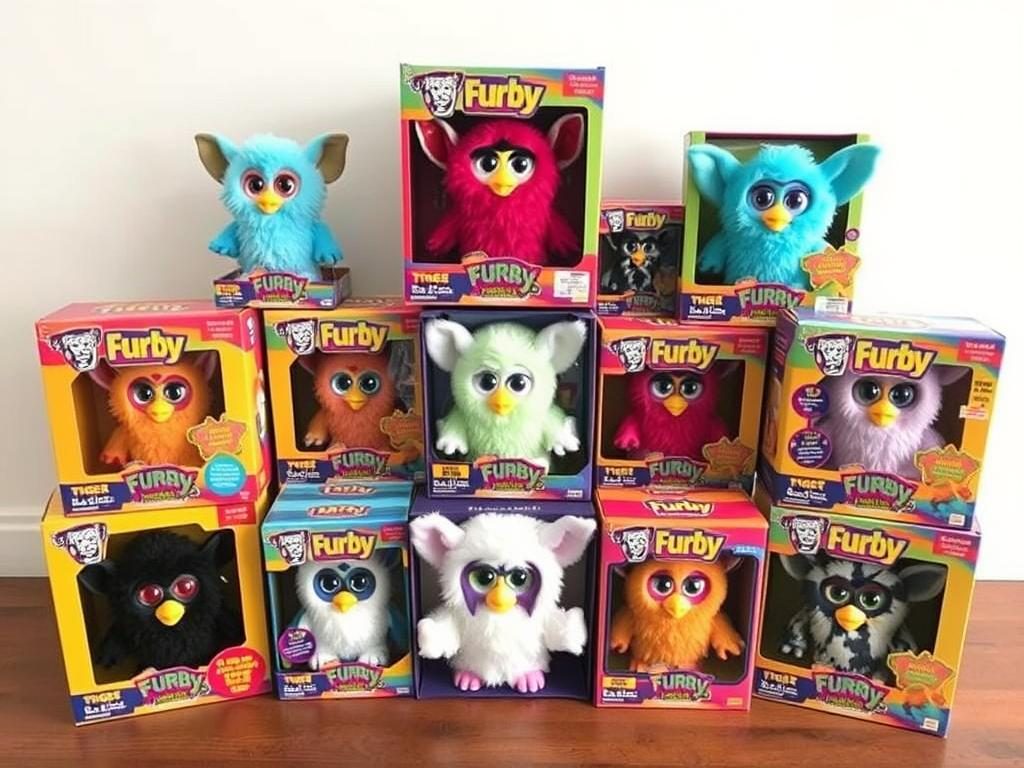 Furby 1998 toys in their original packaging showing the retail presentation