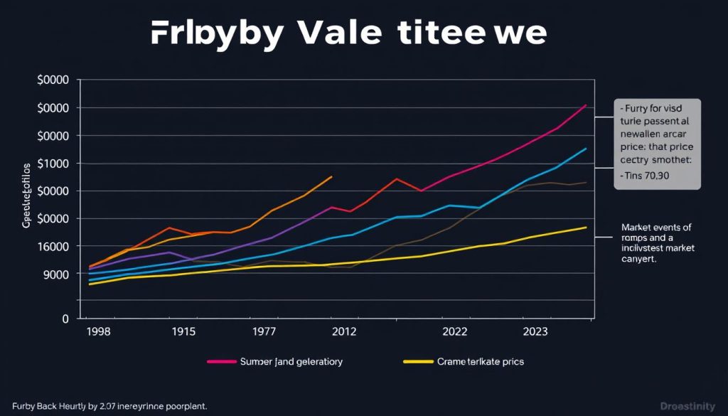 Graph showing historical Furby value trends from 1998 to present with future projections