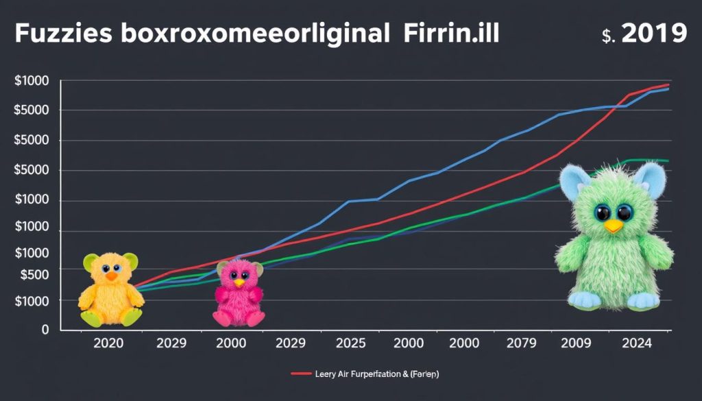 Graph showing original Furby in box value trends from 2020-2024