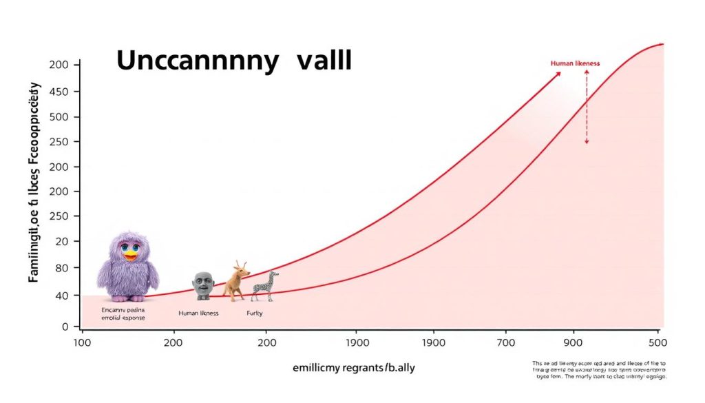 Graph showing the uncanny valley effect with Furby positioned on the curve