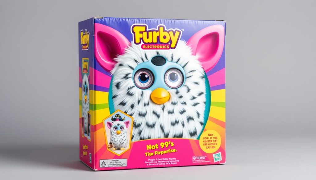 Original 1998 Furby packaging showing box design that affects the toy's worth