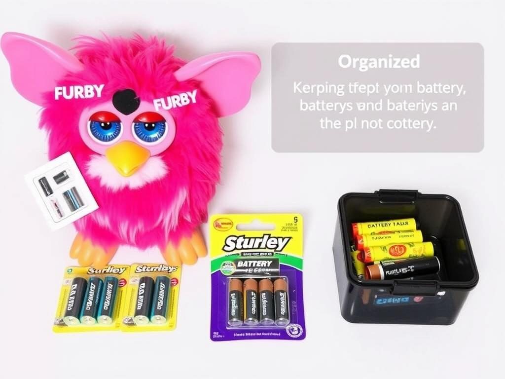 Proper battery storage for Furby toys showing how to turn furby off