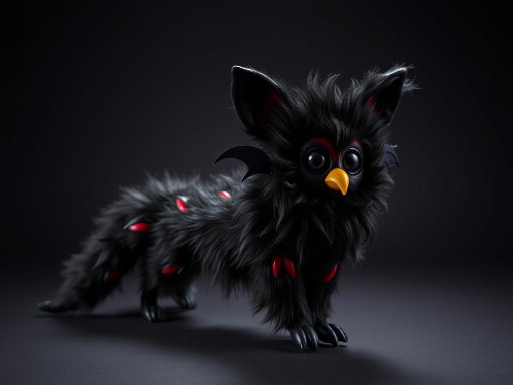 The Count, a gothic-themed Furby Centipede with black and red details